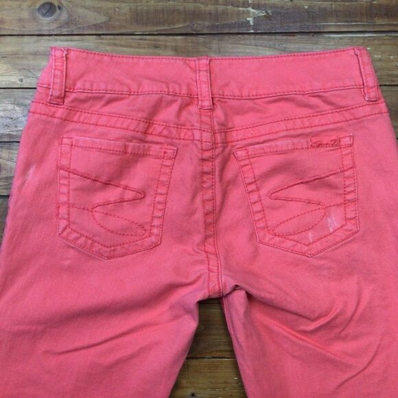 Seven7 coral ankle crop jeans women’s size 8 mid rise tangerine stretch denim - Picture 5 of 12